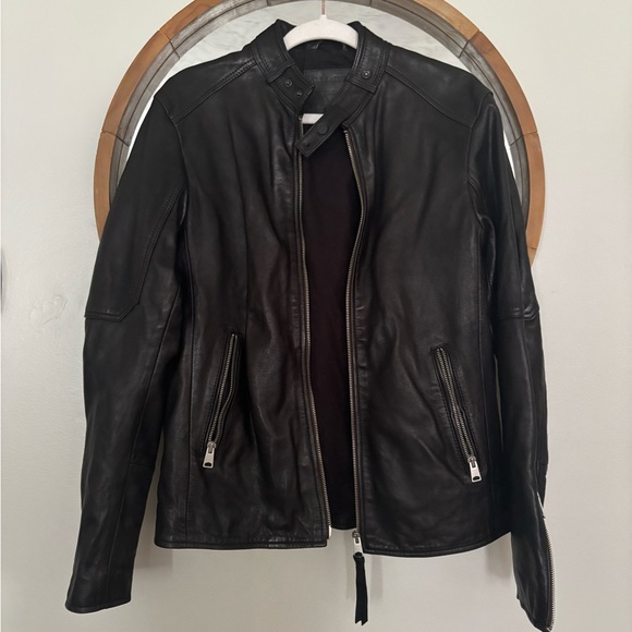 All Saints Men’s Cora Leather Jacket Size Small - Picture 4 of 10